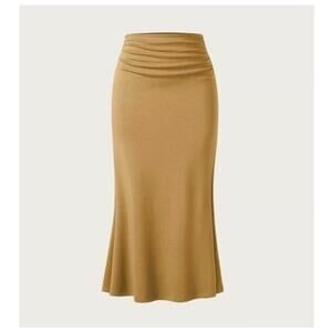 OGL Mermaid Maxi Skirt Ruched Side Thermal Golden Yellow Size Medium NEW